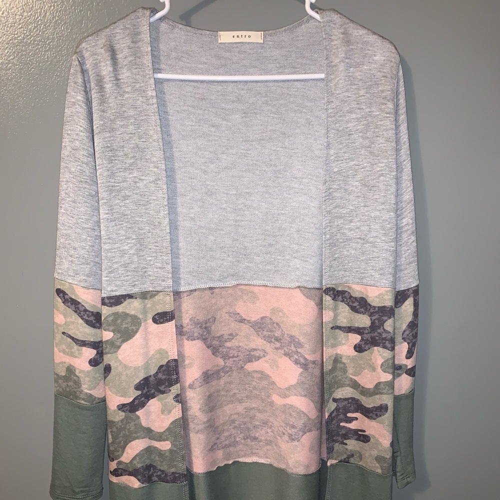 Entro Camo/Grey Colorblock Cardigan